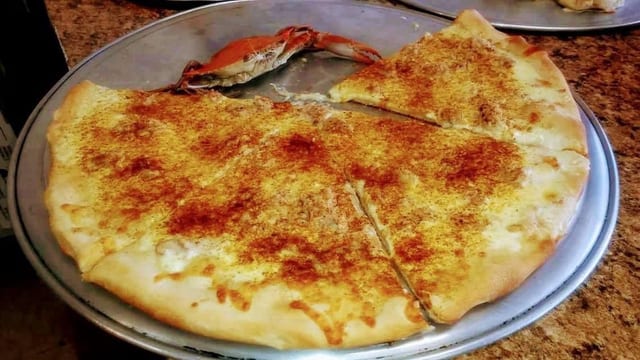 Crab Alfredo Pizza.